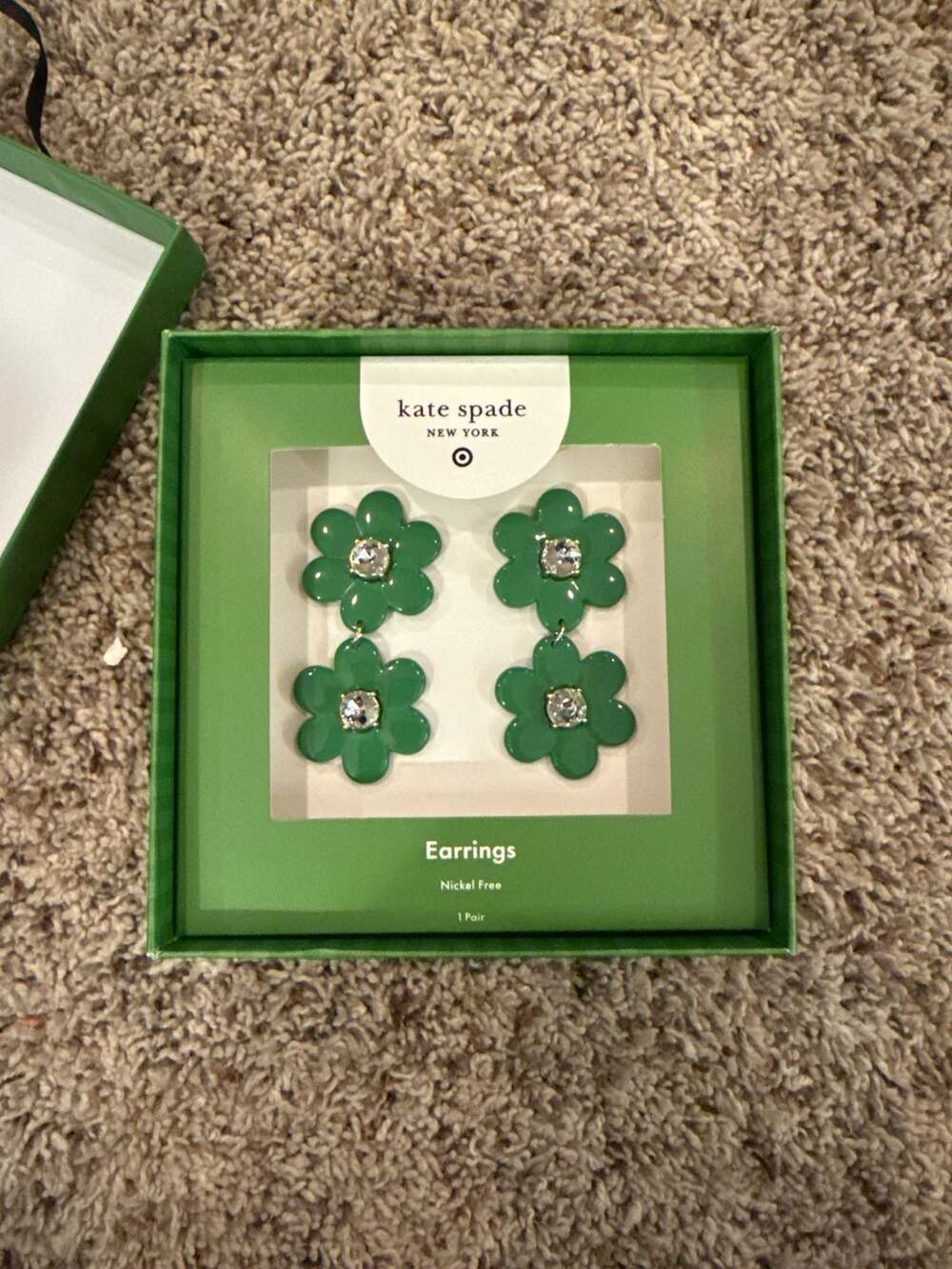 Kate Spade x Target Green Floral Linear Dangle Earrings